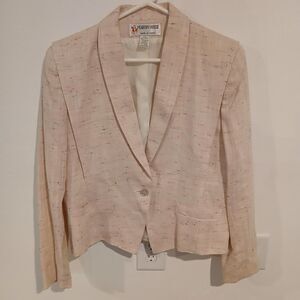 VIntage Peabody House Women's Pink and Cream Blazer Jacket Linen Blend Sz 11/12